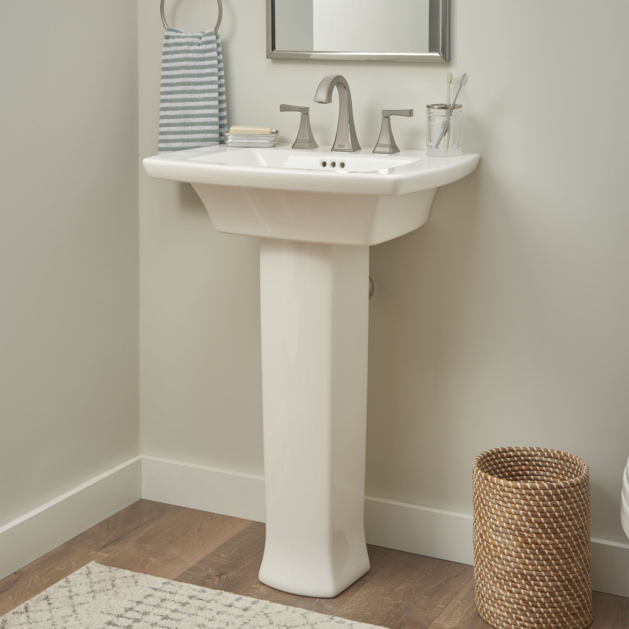 Edgemere 8 Inch Widespread Pedestal Sink Top and Leg Combination WHITE